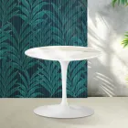 Saarinen Tulip salontafel, hoogte 39 cm, in glanzend Calacatta Gold Florim keramiek - Scharlakenrood Viadurini