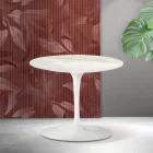 Saarinen Tulip salontafel H 39 cm in Florim Calacatta Gold mat keramiek - Scharlakenrood Viadurini