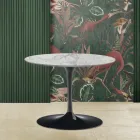 Tulip Saarinen Salontafel H 39 met ovaal blad in Arabesque marmer Made in Italy - Scarlet Viadurini