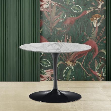 Tulip Saarinen Salontafel H 39 met ovaal blad in Arabesque marmer Made in Italy - Scarlet Viadurini
