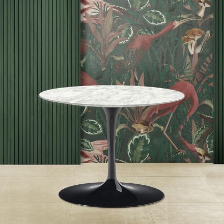 Tulip Saarinen H 39 ovale salontafel met Carrara marmeren blad Made in Italy - Scarlet Viadurini