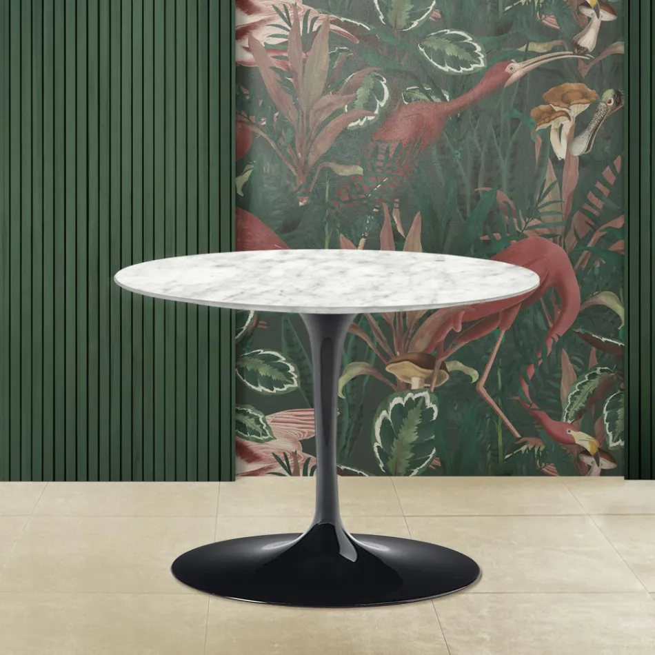 Tulip Saarinen H 39 ovale salontafel met Carrara marmeren blad Made in Italy - Scarlet Viadurini