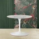 Tulip Saarinen H 39 ovale salontafel met Statuarietto Carrara marmeren blad Viadurini