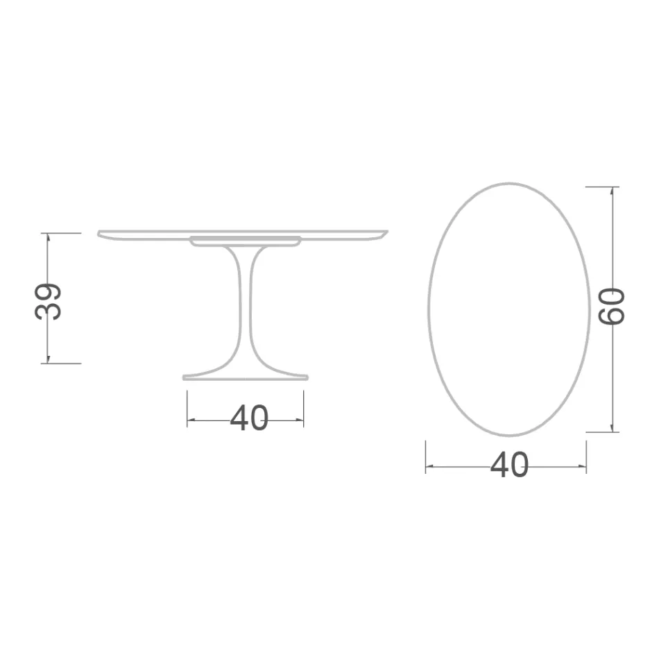 Tulip Saarinen H 39 ovale salontafel met Statuarietto Carrara marmeren blad Viadurini