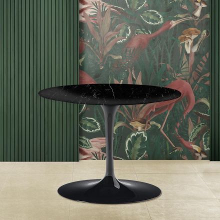 Tulip Saarinen H 39 ovale salontafel in zwart Marquinia-marmer Made in Italy Viadurini
