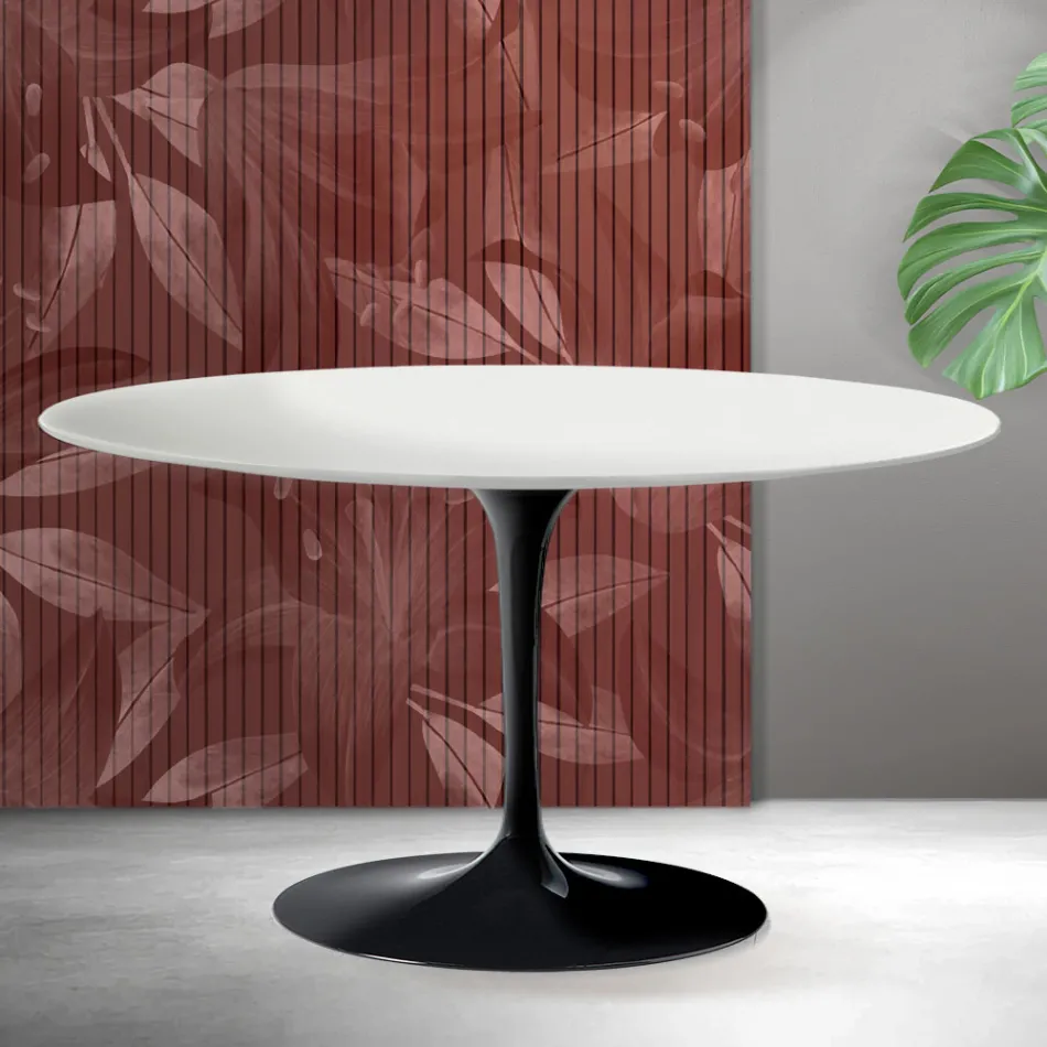 Saarinen Tulip salontafel, hoogte 41 cm, in mat wit Florim keramiek - Scarlet Viadurini