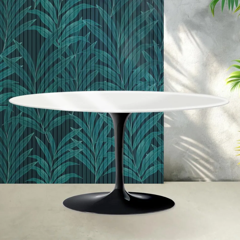 Saarinen Tulip salontafel, hoogte 41 cm, in glanzend wit Florim keramiek - Scarlet Viadurini