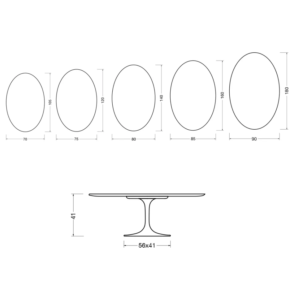 Saarinen Tulip salontafel H 41 cm in Florim Calacatta Gold mat keramiek - Scharlakenrood Viadurini