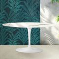 Saarinen Tulip salontafel H 41 cm in glanzend Statuario Florim keramiek - Scharlakenrood