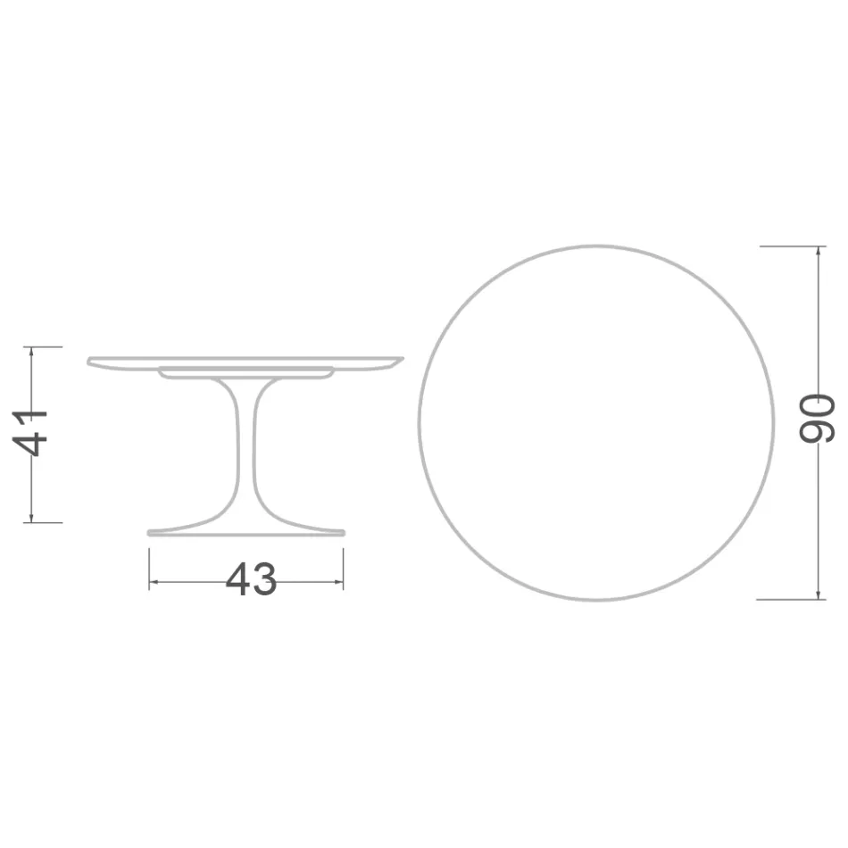 Tulip Saarinen Salontafel H 41 met wit vloeibaar laminaatblad Made in Italy - Scarlet Viadurini