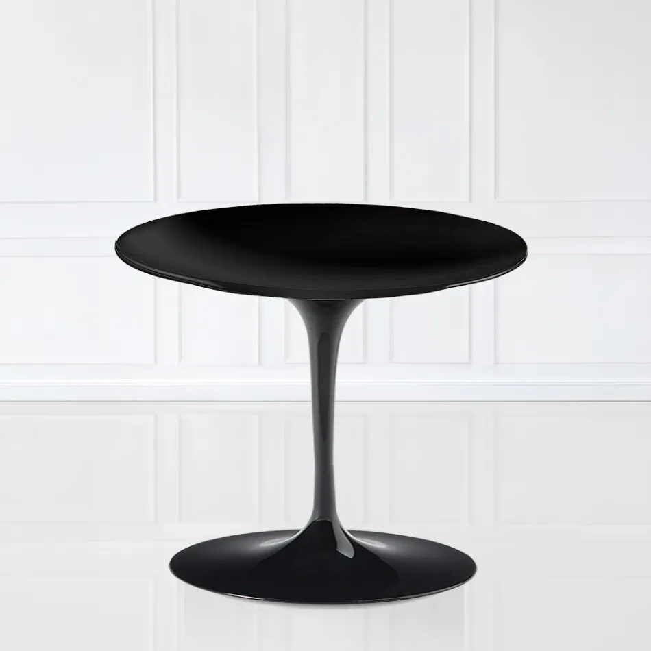 Tulip Saarinen Salontafel H 41 met zwart vloeibaar laminaatblad Made in Italy - Scarlet Viadurini