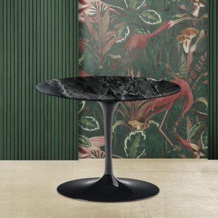 Tulip Saarinen Salontafel H 41 met groen Alpi marmeren blad Made in Italy Viadurini
