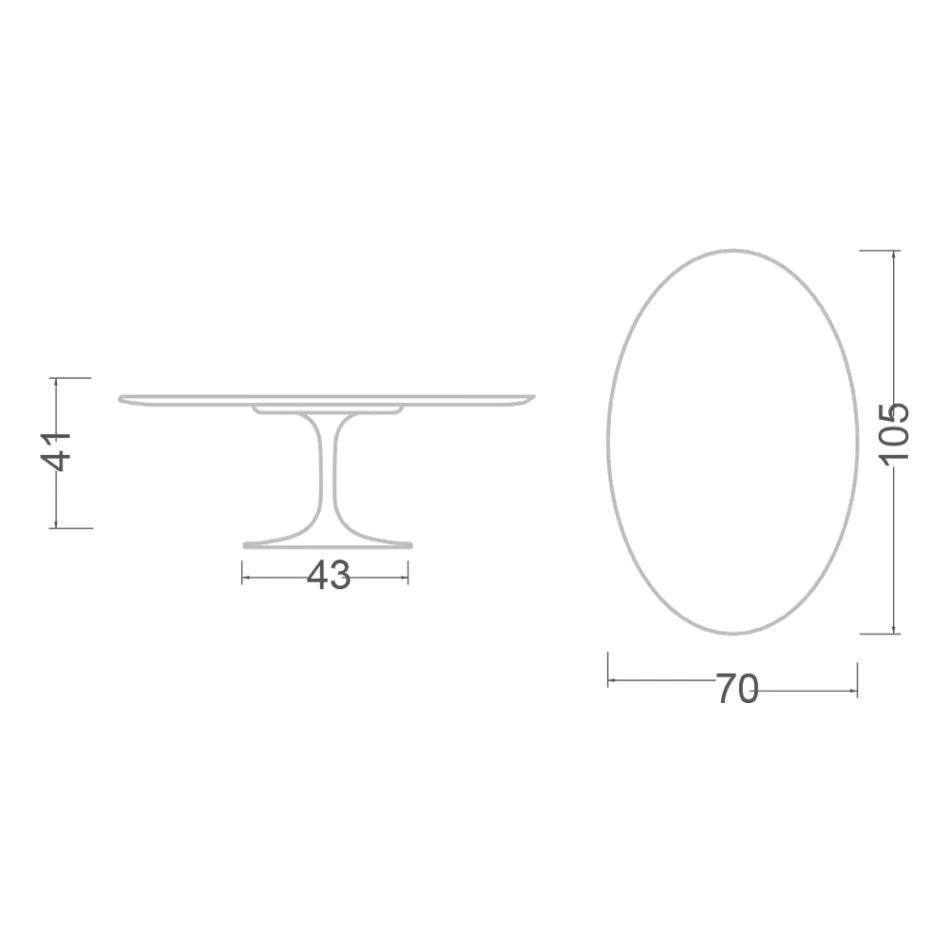 Tulip Saarinen Salontafel H 41 met ovaal blad in zwart vloeibaar laminaat Made in Italy - Scarlet Viadurini