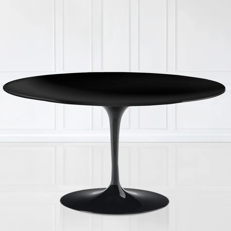 Tulip Saarinen Salontafel H 41 met ovaal blad in zwart vloeibaar laminaat Made in Italy - Scarlet Viadurini