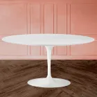 Tulip Saarinen Salontafel H 41 in wit ovaal vloeibaar laminaat Made in Italy - Scarlet Viadurini