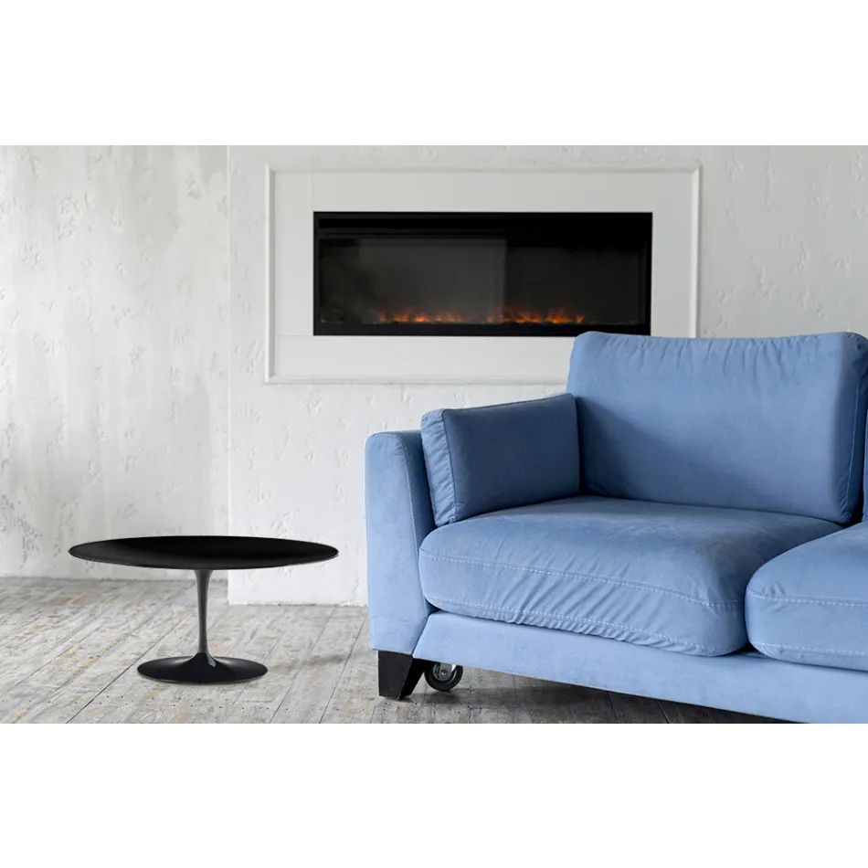 Tulip Saarinen salontafel H 41 in zwart ovaal vloeibaar laminaat Made in Italy - Scarlet Viadurini