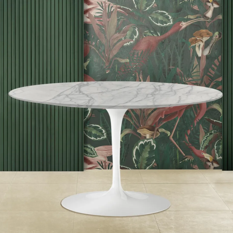 Tulip Saarinen Salontafel H 41 in Statuarietto Carrara-marmer Made in Italy - Scarlet Viadurini