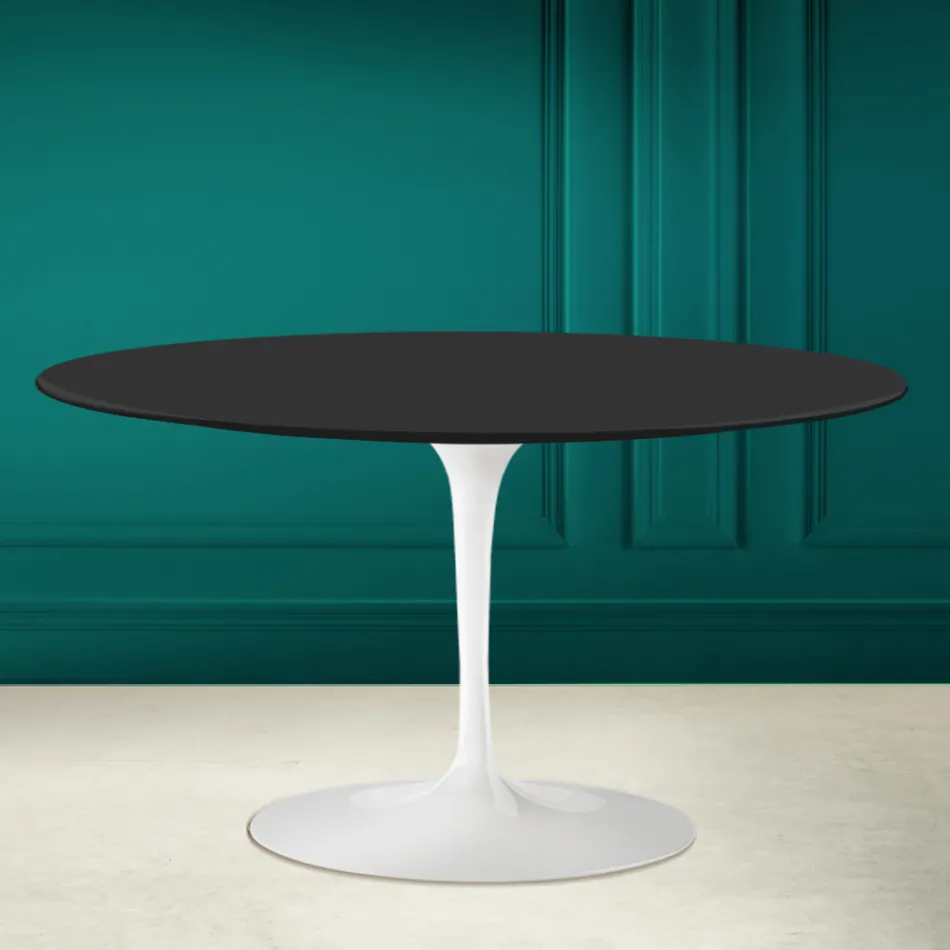 Tulip Saarinen H 41 ovale salontafel met zwart zacht keramisch blad Made in Italy - Scarlet Viadurini