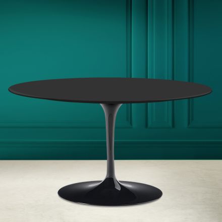 Tulip Saarinen H 41 ovale salontafel met zwart zacht keramisch blad Made in Italy - Scarlet Viadurini