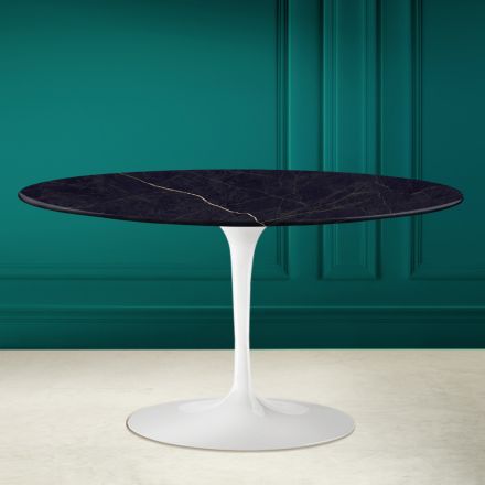 Tulip Saarinen H 41 ovale salontafel met Noir Laurent keramiek blad Viadurini