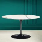 Tulip Saarinen H 41 ovale salontafel met volledig geaderd keramisch blad Viadurini