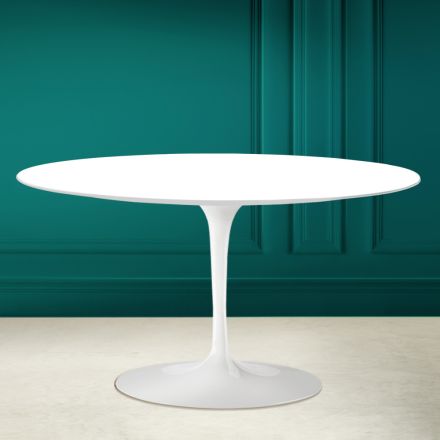 Tulip Saarinen H 41 ovale salontafel in absoluut wit keramiek Made in Italy - Scarlet Viadurini