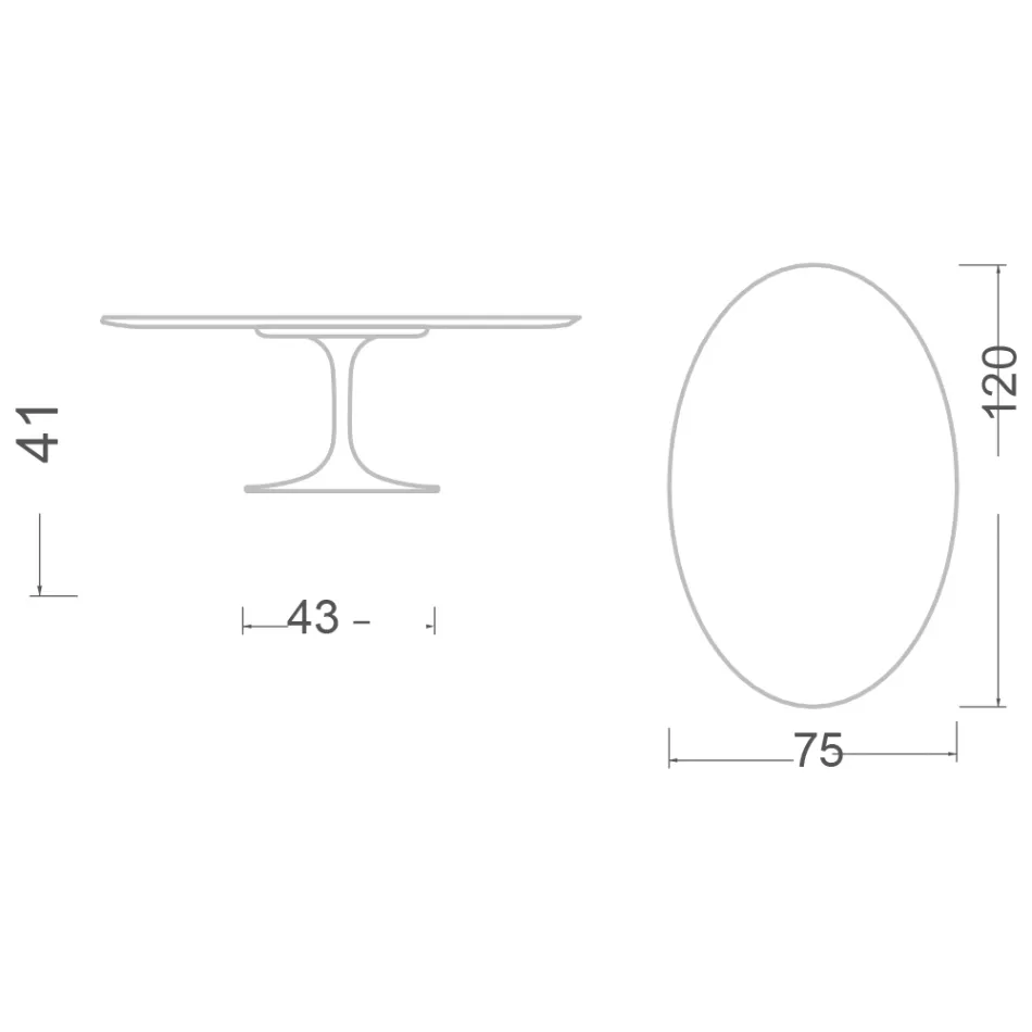 Tulip Saarinen H 41 ovale salontafel in absoluut wit keramiek Made in Italy - Scarlet Viadurini