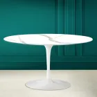 Tulip Saarinen H 41 ovale salontafel in Calacatta Michelangelo keramiek Viadurini