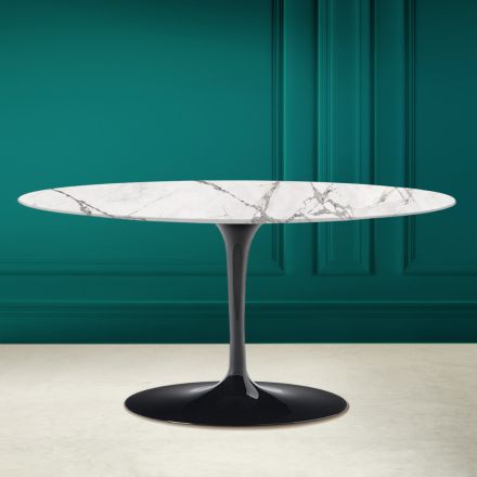 Tulip Saarinen H 41 ovale salontafel in Invisible Select Ceramic Made in Italy - Scarlet Viadurini