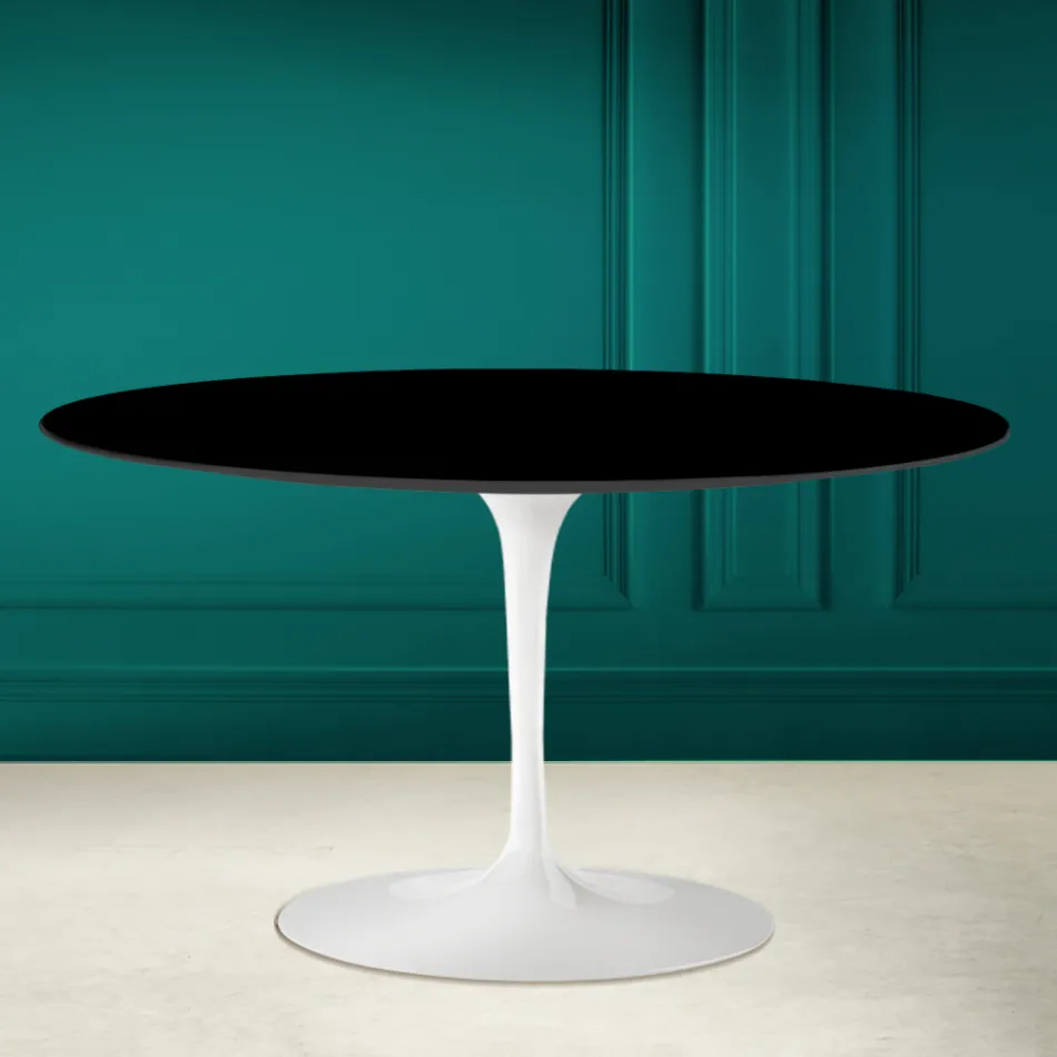 Tulip Saarinen H 41 ovale salontafel in absoluut zwart keramiek Made in Italy - Scarlet Viadurini