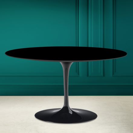 Tulip Saarinen H 41 ovale salontafel in absoluut zwart keramiek Made in Italy - Scarlet Viadurini