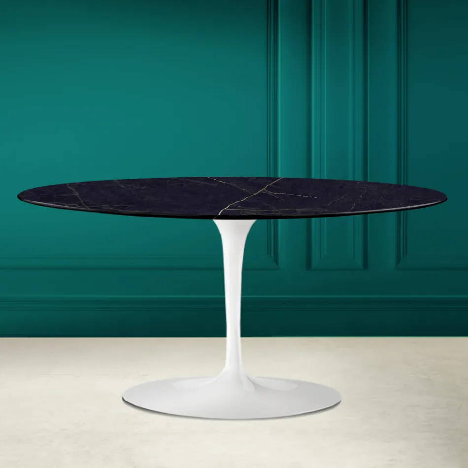 Tulip Saarinen H 41 ovale salontafel in Noir Laurent keramiek Made in Italy - Scarlet Viadurini