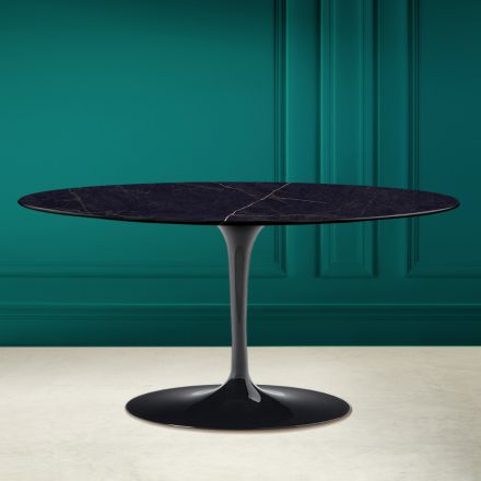 Tulip Saarinen H 41 ovale salontafel in Noir Laurent keramiek Made in Italy - Scarlet Viadurini
