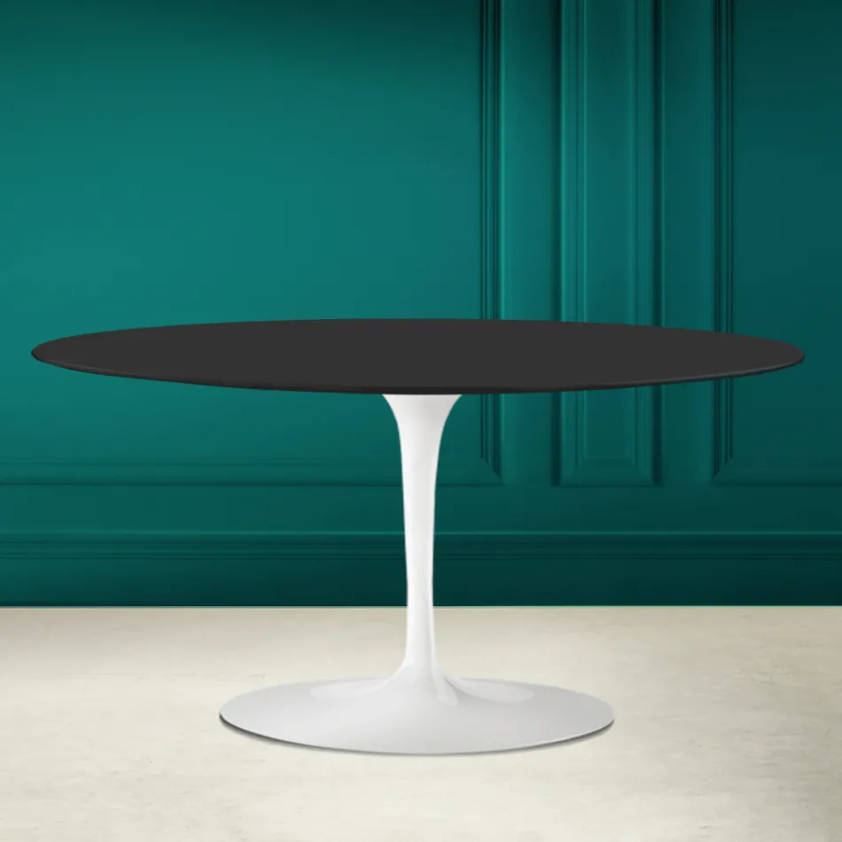 Tulip Saarinen H 41 Ovale salontafel in Noir Soft Ceramic Made in Italy - Scarlet Viadurini