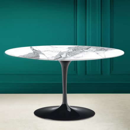Tulip Saarinen H 41 ovale salontafel in beeldhouwkeramiek Made in Italy - Scarlet Viadurini