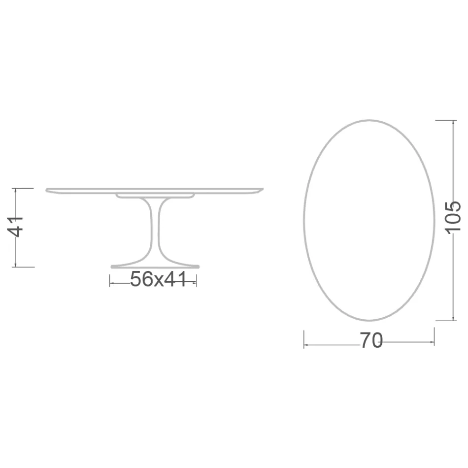 Tulip Saarinen H 41 ovale salontafel in volnerf beeldhouwkeramiek Viadurini