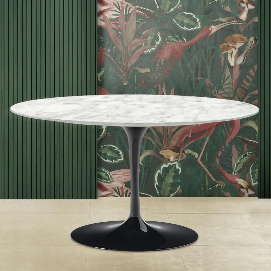 Tulip Saarinen H 41 ovale salontafel in Carrara-marmer Made in Italy - Scarlet Viadurini