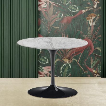Tulip Saarinen H 41 ronde salontafel met Arabescato marmeren blad Made in Italy - Scarlet Viadurini