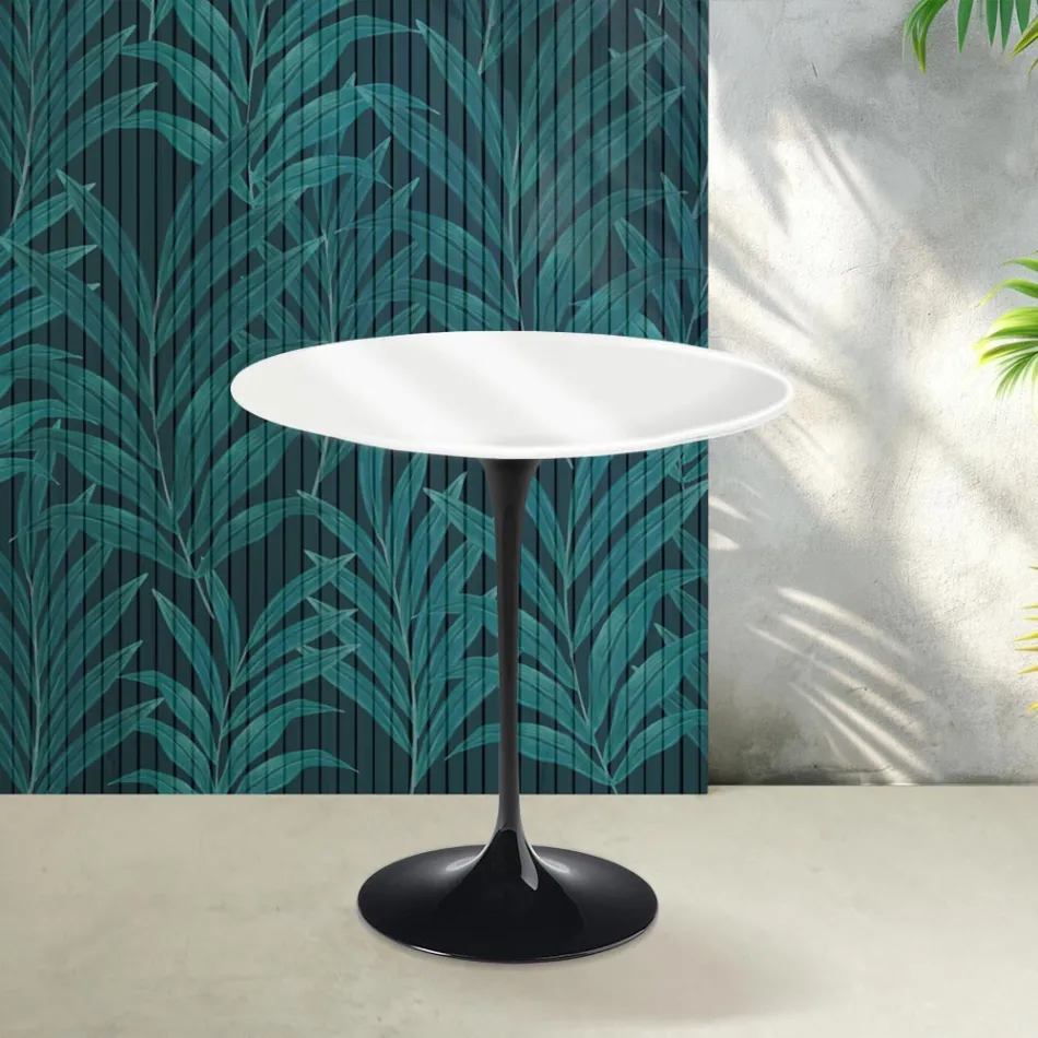 Saarinen Tulip salontafel, hoogte 52 cm, in glanzend wit Florim keramiek - Scarlet Viadurini