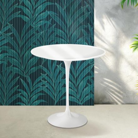 Saarinen Tulip salontafel, hoogte 52 cm, in glanzend wit Florim keramiek - Scarlet Viadurini