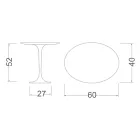 Tulip Saarinen Salontafel H 52 met ovaal blad in wit vloeibaar laminaat Made in Italy - Scarlet Viadurini