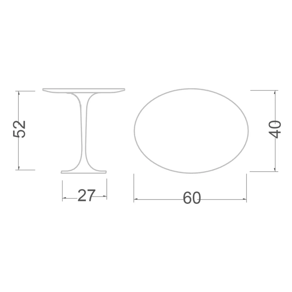 Tulip Saarinen Salontafel H 52 met ovaal blad in zwart vloeibaar laminaat Made in Italy - Scarlet Viadurini