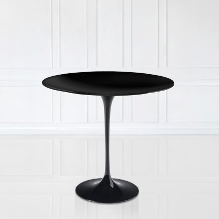 Tulip Saarinen Salontafel H 52 met ovaal blad in zwart vloeibaar laminaat Made in Italy - Scarlet Viadurini