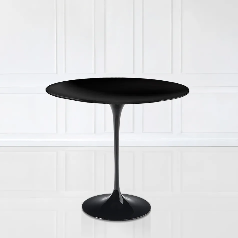Tulip Saarinen Salontafel H 52 met ovaal blad in zwart vloeibaar laminaat Made in Italy - Scarlet Viadurini