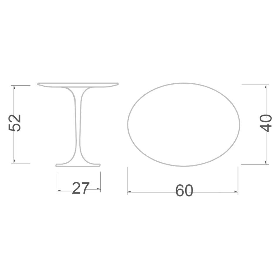 Tulip Saarinen Salontafel H 52 met ovaal Carrara-marmeren blad Made in Italy - Scarlet Viadurini