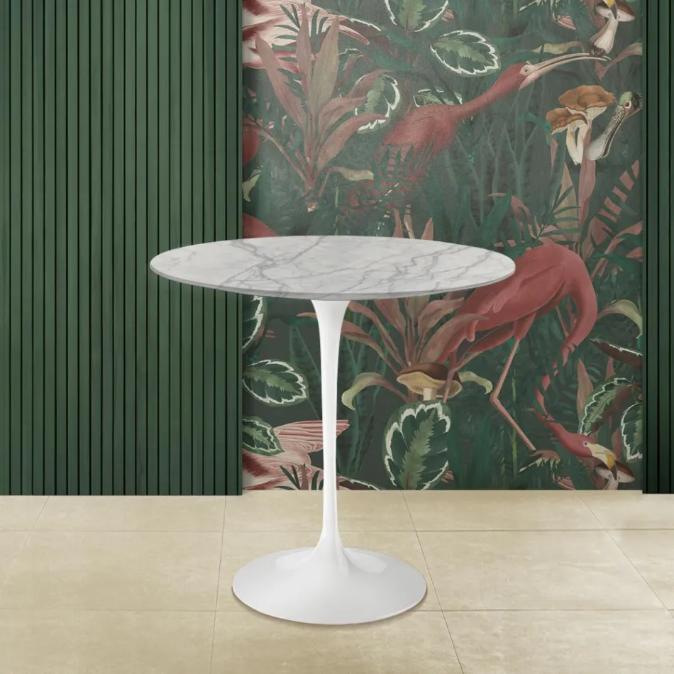 Tulip Saarinen H 52 ovale salontafel in Carrara Statuarietto-marmer Made in Italy - Scarlet Viadurini