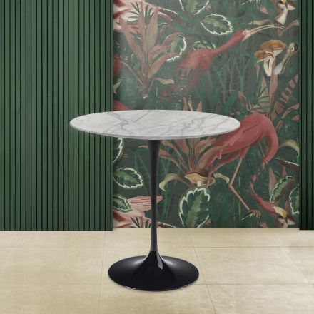 Tulip Saarinen H 52 ovale salontafel in Carrara Statuarietto-marmer Made in Italy - Scarlet Viadurini