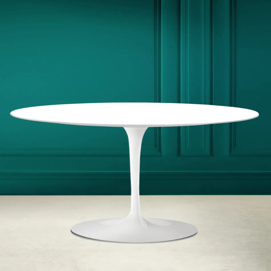 Tulip Saarinen ovale salontafel H 41 in absoluut wit Made in Italy - Scarlet Viadurini
