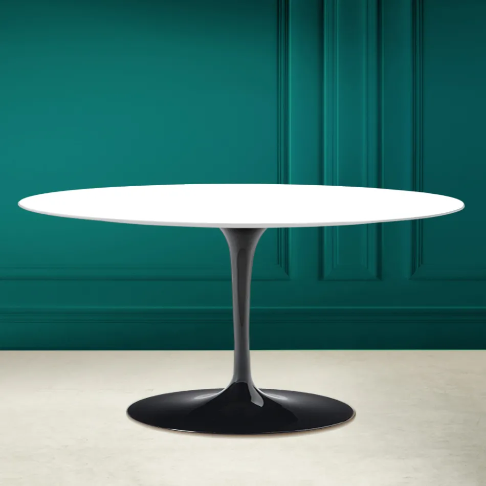Tulip Saarinen ovale salontafel H 41 in absoluut wit Made in Italy - Scarlet Viadurini
