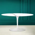 Tulip Saarinen ovale salontafel H 41 in Calacatta Michelangelo Made in Italy - Scarlet Viadurini